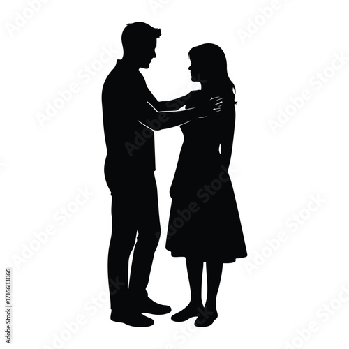 Couple embracing tenderly silhouette embrace