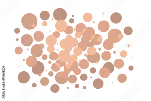 Pink gold abstract bokeh overlay design for holiday photo sparkle decoration. Vector glowing light elements. Festive party celebration background with shiny glitter circle.