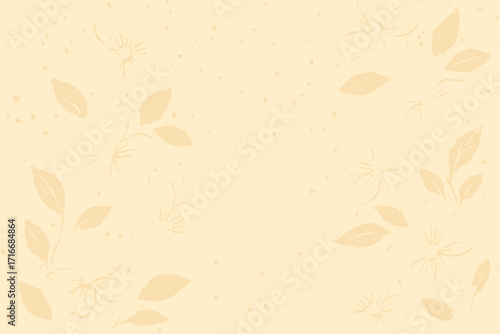Light beige rice paper with floral watermark texture. Washi eggshell background with grains, speckles, flecks. Ecru recycled handmade craft material. Natural botanical design.
