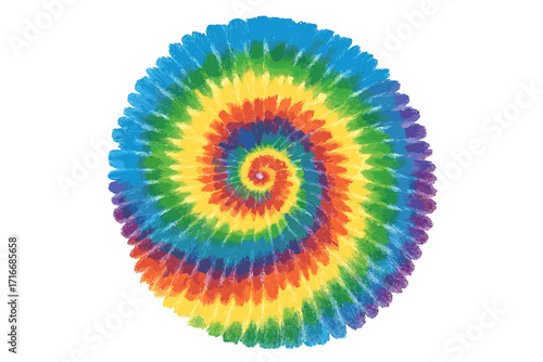 Rainbow tie dye swirl groovy background. Psychedelic 70s hippie backdrop. Multi swirl circle hippie spiral vector illustration. Colorful abstract texture retro pattern.