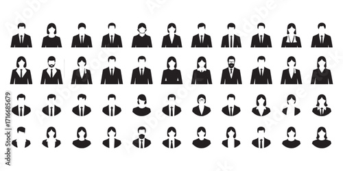 Diverse Business Icons A Collection of Male and Female Professionals for Various Concepts and Applications