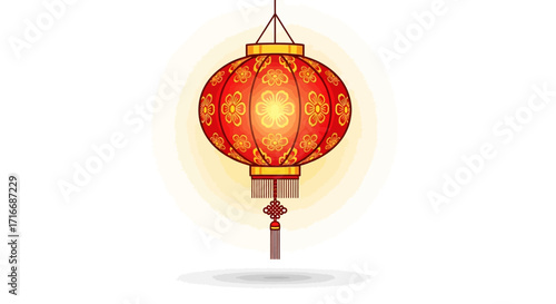Vibrant illustration of a traditional red Chinese lantern, evoking cultural celebrations and