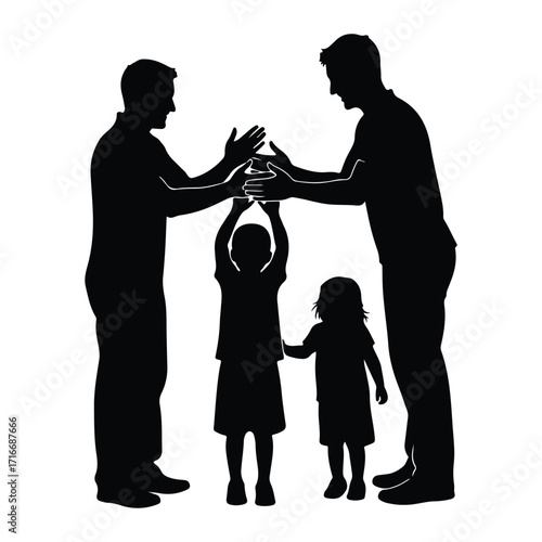 Family high five celebration children parents