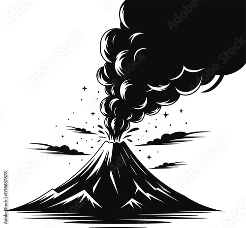 Volcano Eruption Vector Illustration Isolated on Transparent Background Art Design