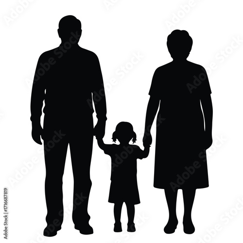 Family holding hands parents child