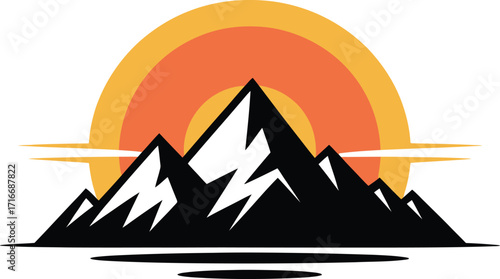 Mountain Range Illustration Vector Art Isolated Silhouette Landscape Background