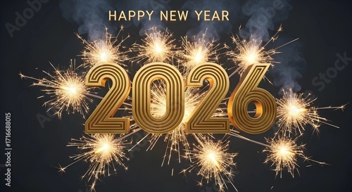 Elegant New Year 2026 Greeting with Sparkling Lights and Elegant Text