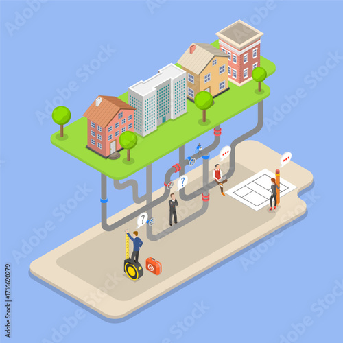 3D Isometric Flat Vector Illustration of Sewer Network, Advancements In Underground Networks And Urban Pipelines Engineering