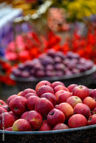Crates of apples at Tbilisoba Tbilisi City Fest, annual Autumn harvest festival celebrated in Tbilisi, the capital of Georgia