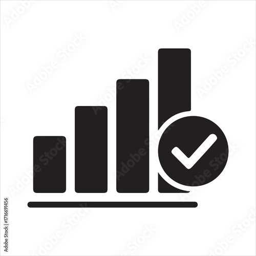 Voting results bar chart icon silhouette vector art illustration on white background