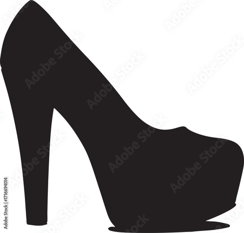 Platform heels shoes in pure silhouette modern style by advance white background.