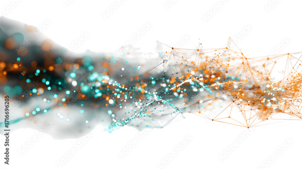 Fototapeta premium Abstract data flow network isolated on white background