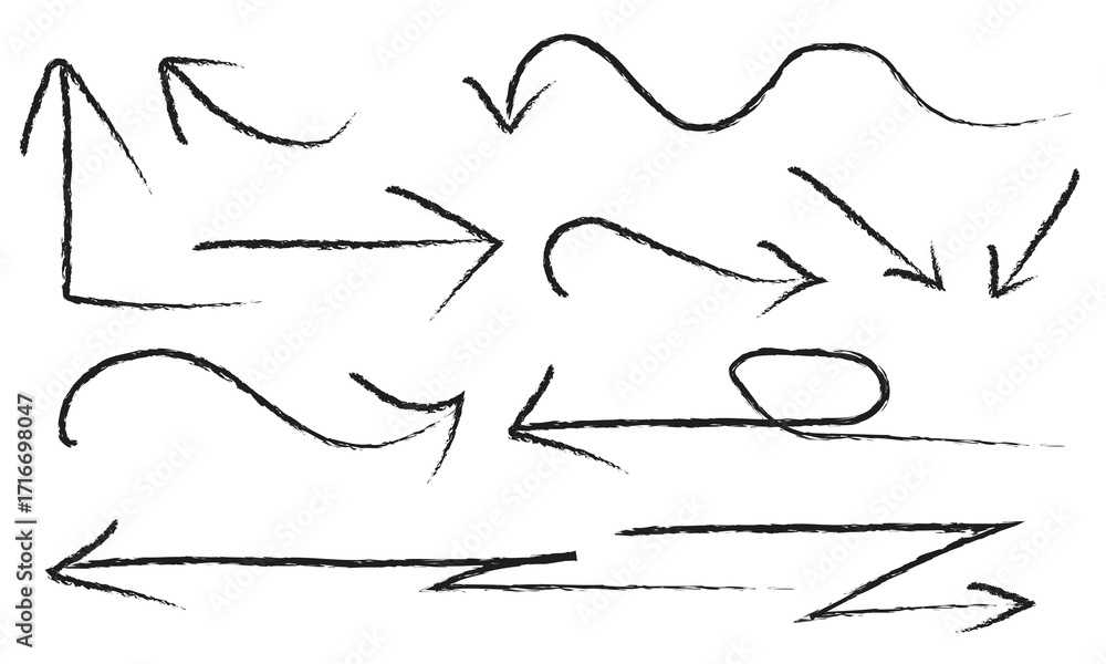 Naklejka premium hand drawn arrow icon, icon arrow vector, brushes arrow vector