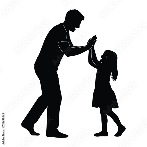 Father daughter high five celebration clapping