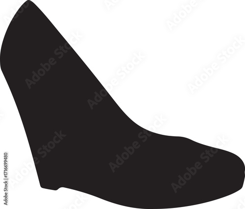  Wedge heels shoes icon in pure silhouette modern style by advance white background. 