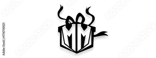 MM Gift Emblem. A bold, black-and-white logo design featuring the letters 