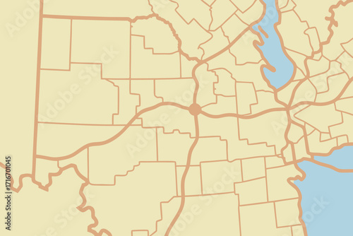 Midwestern United States Map with Highways Keywords: map, united states, midwest, highway, road