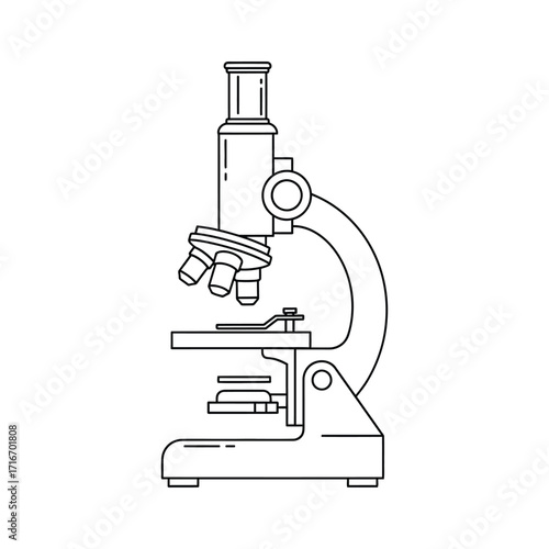 Scientific microscope illustration simple outline for medical research and education vector