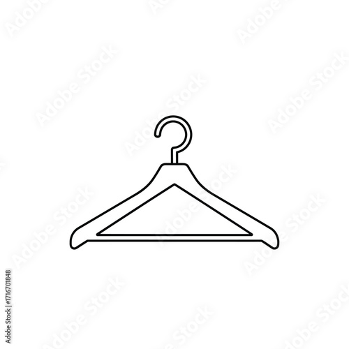 Simple line art vector illustration of a wooden clothes hanger with hook vector