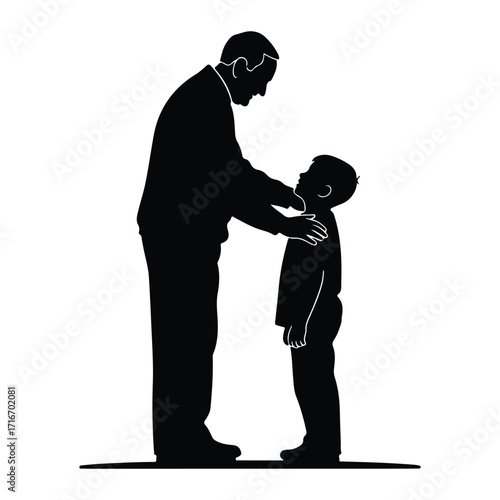 Man and boy interaction silhouette touching