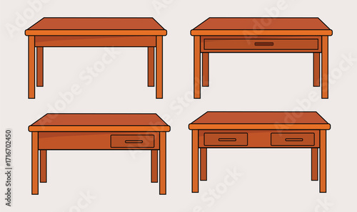 Luxurious Wooden tables design vector
