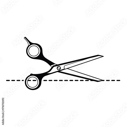 Professional barber scissors cutting dashed line for hair salon and grooming services vector
