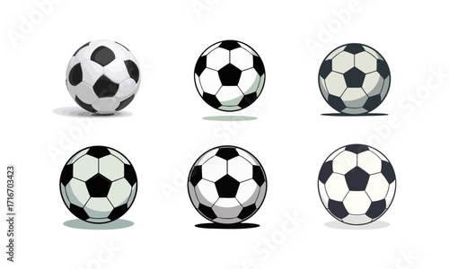 Classic Soccer Ball Clean Black and White Vector illustration, Vector Football set, easily editable and scalable.