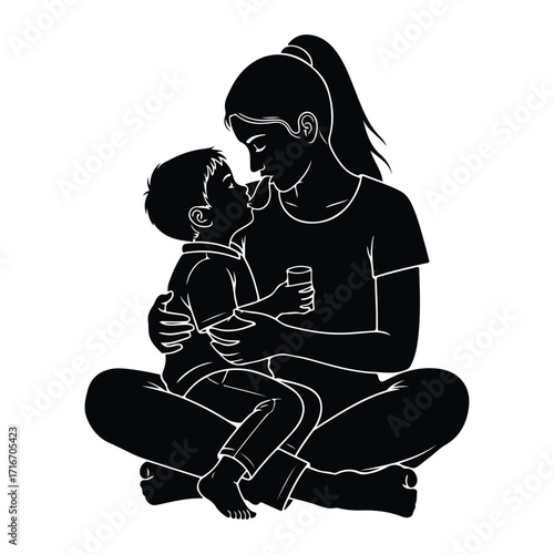 Mother and child embrace love family