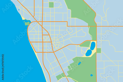 Colorful Abstract City Map With Water and Green Spaces urban plan