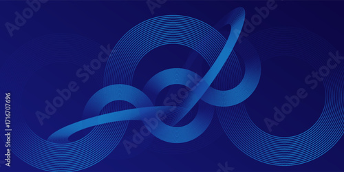 Blue abstract background. Blue gradient geometric circle shape and lines. Modern futuristic concept. Suit for business, corporate, website, presentation, cover, flyer, banner. Vector illustration