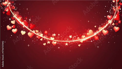 Red Christmas background with snowflakes and festive decoration