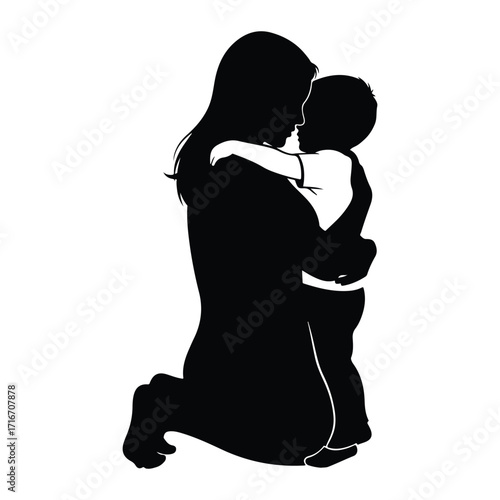 Mother child embrace silhouette love
