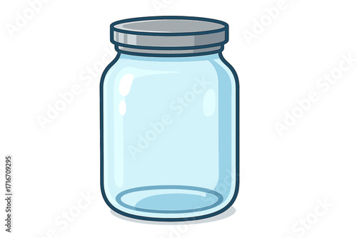 Empty glass jar vector illustration. Mason jar for canning, preserving food. Kitchen container symbol. Clean outline cartoon style for infographics, web design, apps.