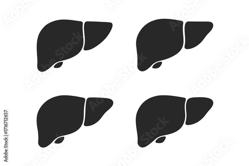 Human liver icon silhouette seamless pattern. Medical anatomy concept. Healthy internal organ vector illustration. Biology or gastroenterology symbol. Medicine and healthcare.