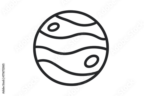 Planet line icon vector illustration. Simple cartoon celestial body symbol for astronomy. Isolated space sphere for design. Minimalist Jupiter or gas giant graphic outline.