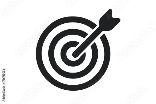 Target with arrow in the bullseye. Concept of success, goal achievement, and accuracy. Vector icon for business strategy, marketing objective, and precision. Dartboard symbol.