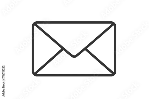 Simple linear envelope icon, editable stroke minimalistic vector pictogram for card, app, banner, post design, mail message symbol, communication concept illustration