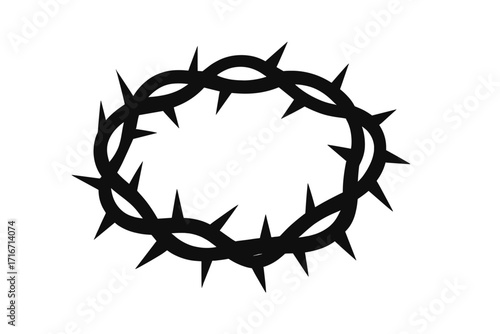 Crown of thorns silhouette icon. Christian symbol of the crucifixion of Jesus Christ. Religious sign of suffering, sacrifice, and the passion. Easter holiday vector design.
