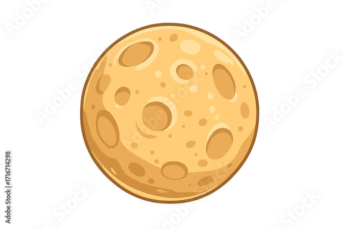 The Moon isolated vector illustration, cartoon style, cratered lunar surface, space element, astronomy graphic, celestial body icon, infographic design, transparent background