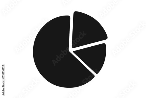 Pie chart vector icon for business data analysis and financial reports. Simple flat infographic diagram for presentations, showing market share, statistics, or growth segments.