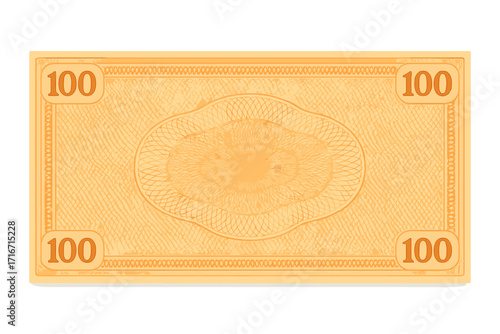 Voucher template for banknote or gift certificate. Blank 100 currency design with guilloche pattern and secure border. Money, coupon, note, diploma background concept.