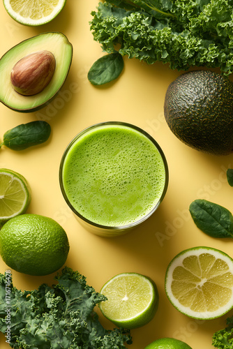 green smoothie flatlay
