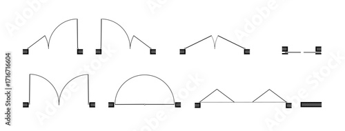 Doors for floor plan top view. Architectural icons for interior project. Construction graphic design element. Vector