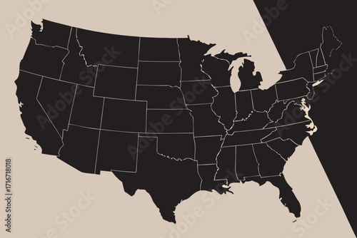 Silhouette Map of the United States america