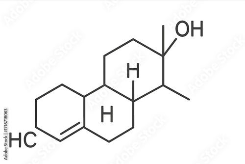 Estrogen molecular structure vector thin line icon, chemical formula illustration with transparent background, hormone biology diagram, female endocrine system concept, steroid hormone symbol