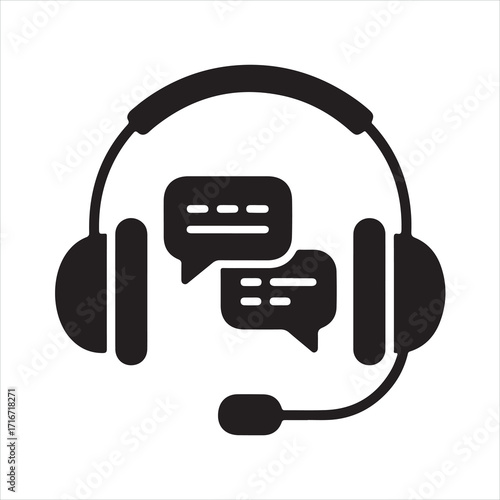 Vector illustration of a black headphones icon set for music and audio technology