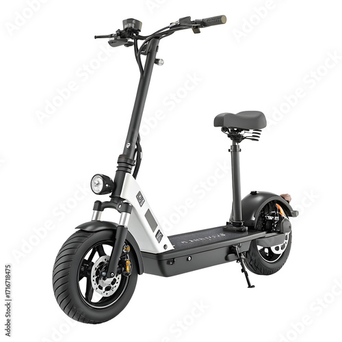 White and Black Electric Scooter with Seat e-scooter