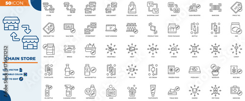 Chain store Icon Pack | Includes Symbols for Cart, Checkout, and Customer Service