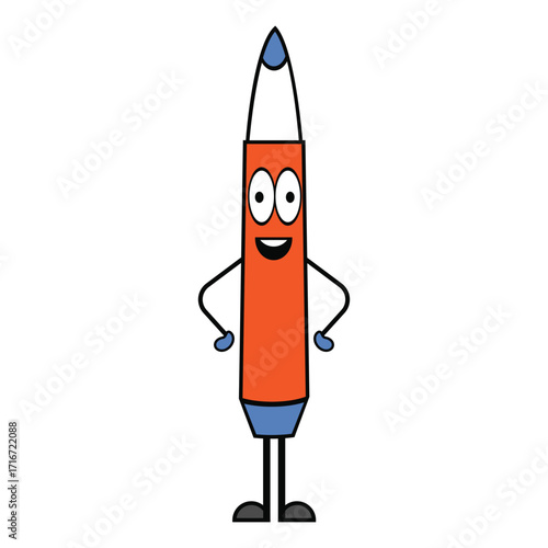 Simple fountain pen mascot cartoon illustration vector