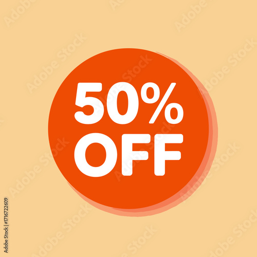Flat vector graphic fifty percent off circle badge design